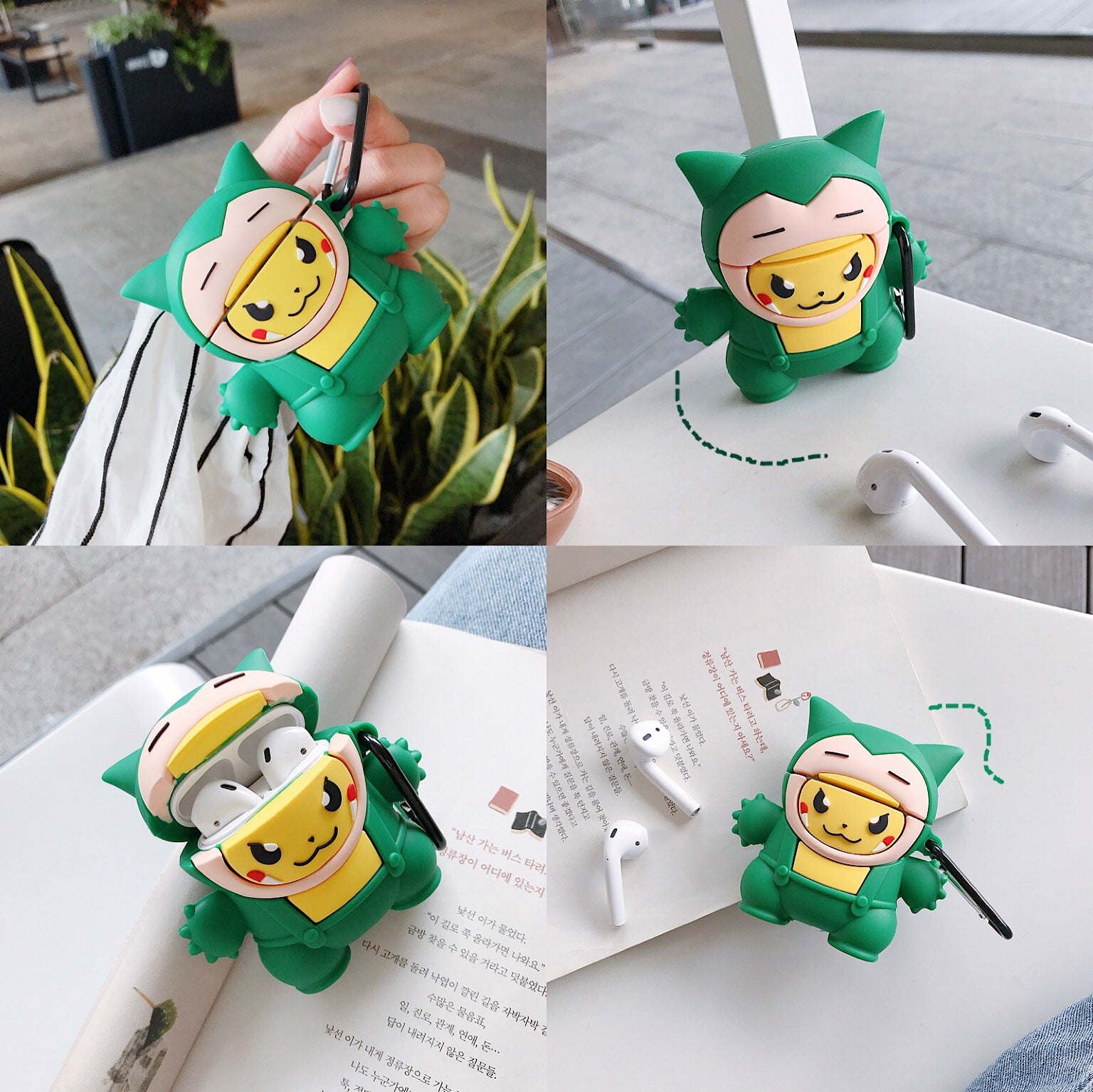 Cartoon Green Pikachu AirPods Pro Protective Case