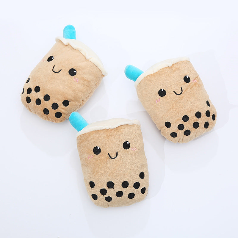 Cute Dog Plush Toy in Milk Tea Shape, Bite Resistant