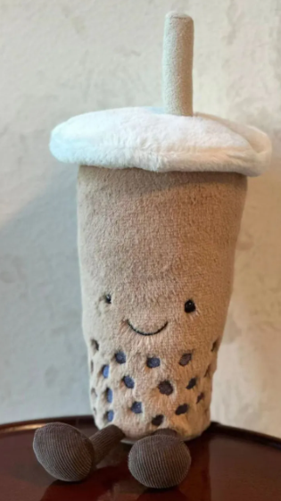 Cute Dog Plush Toy in Milk Tea Shape, Bite Resistant